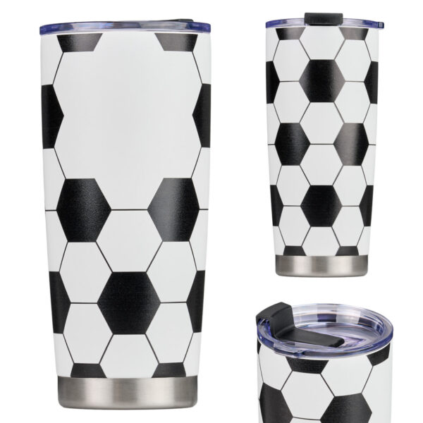 Termo promocional de acero inoxidable con diseño de balón de soccer | TL 331