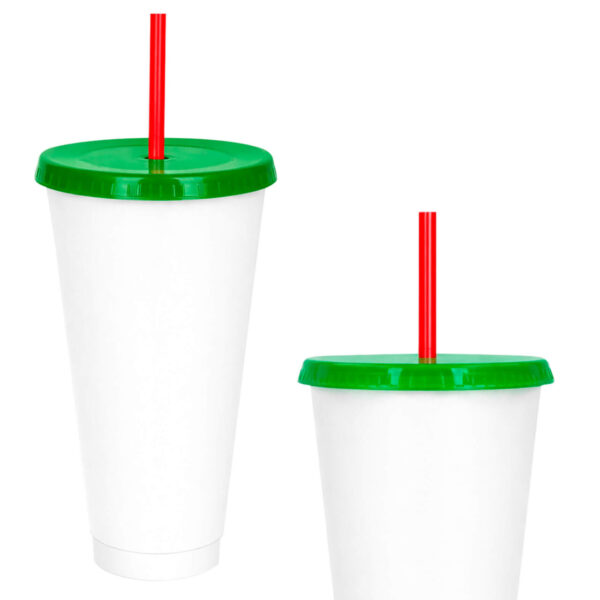 Vaso tricolor con tapa y popote | T 217